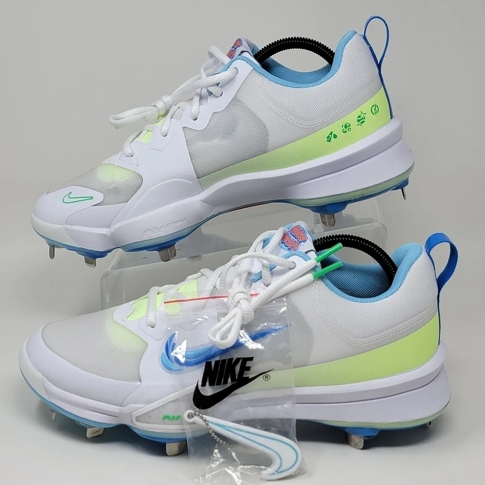 Nike Force Trout 9 Pro Cleats White/Barely Volt/Blue FQ7941-100 Men Size 7.5 New